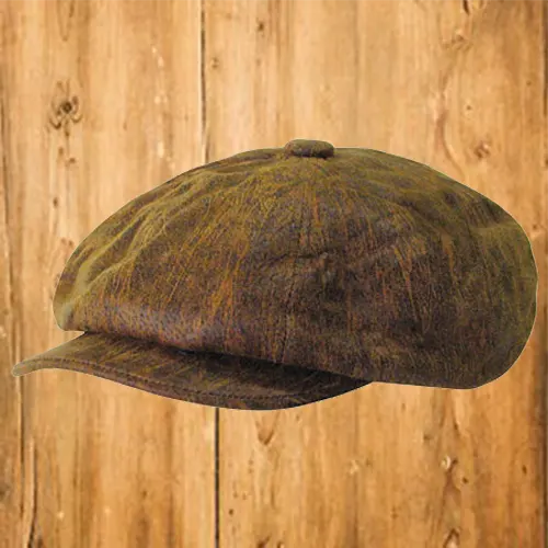 Casquette forme gavroche, en cuir, doublure coton NEWSBOY - Pic et Coud Buchy